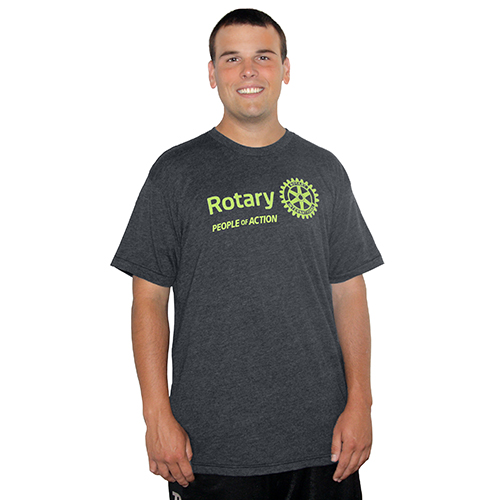 Rotary Heather Charcoal & Bright Green Rotarian At Work  / People of Action T-Shirt
