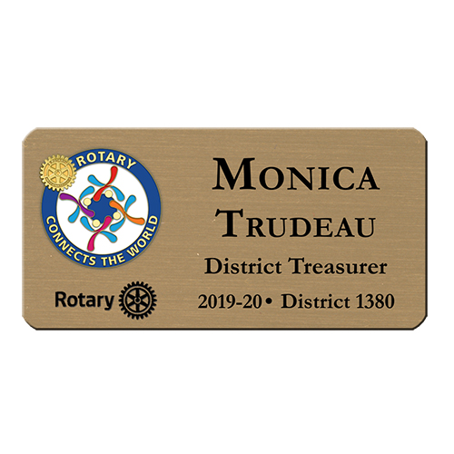 Rotary Mini Engraved Gold Plastic Name Badge w/ 2019-20 Theme - Rotary Club Supplies - Russell Hampton Company