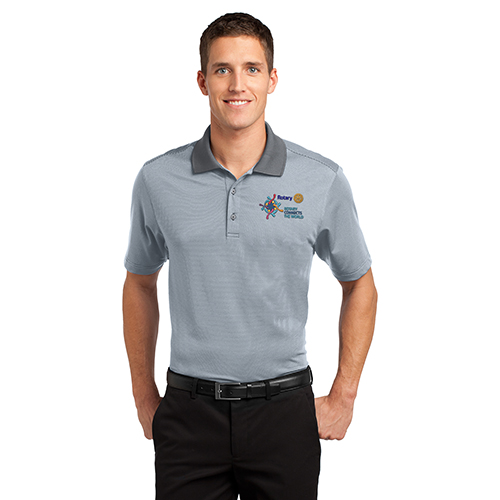 2019-20 Theme Men's White/Grey Stripe Polo