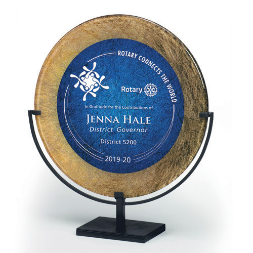 Rotary 2019-20 Theme Gold and Blue Acrylic Award in Stand