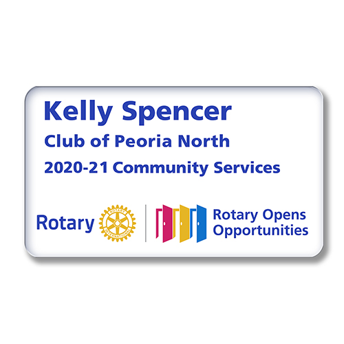 Rotary Small Acrylic Name Badge with the 20202021 Theme 31/2" x 2