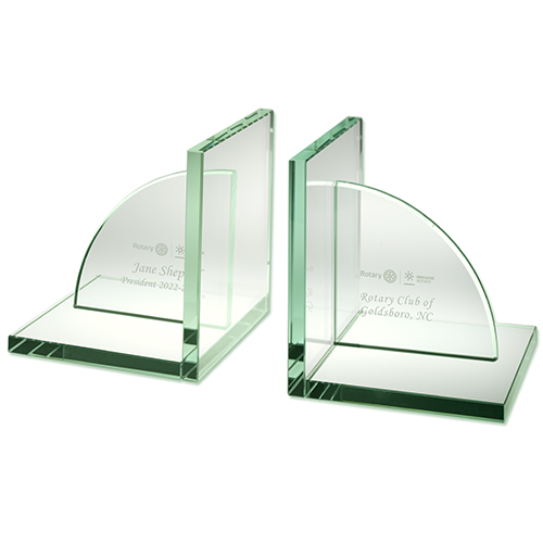 Rotary 2022-23 Theme - Customized Unique Jade Glass Bookends