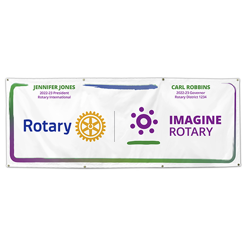 Rotary 2022-23 Polyester Satin 3' x 8' Wall Banner - Customized
