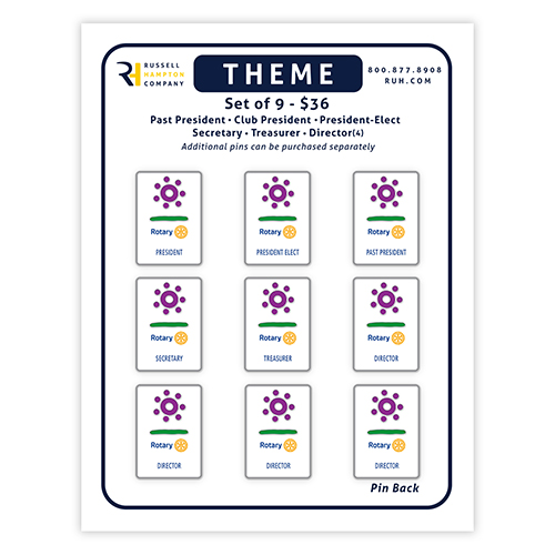 Rotary Set of 9 CLUB Officer Theme Pins 2022-2023 Theme
