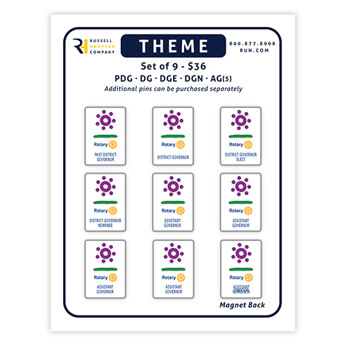Rotary Set of 9 DISTRICT Officer Theme Magnets