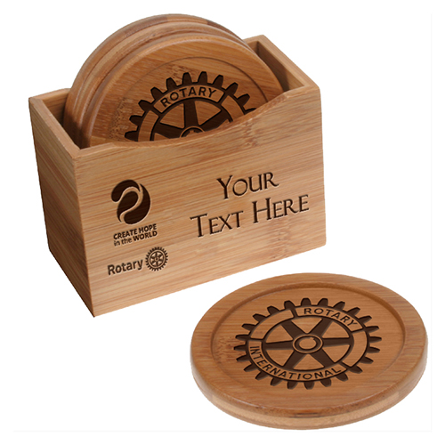 Rotary 2023-2024 Theme Custom Bamboo Coasters- Set of 4