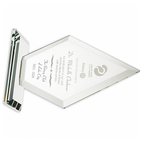 Rotary 2023 - 24 Theme  Etched Starfire Glass Arrowhead Award