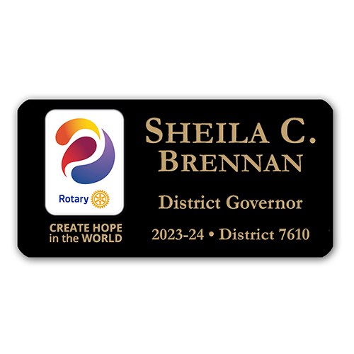 Rotary 2023-24 Theme-Mini Black Plastic Engraved Badge-3