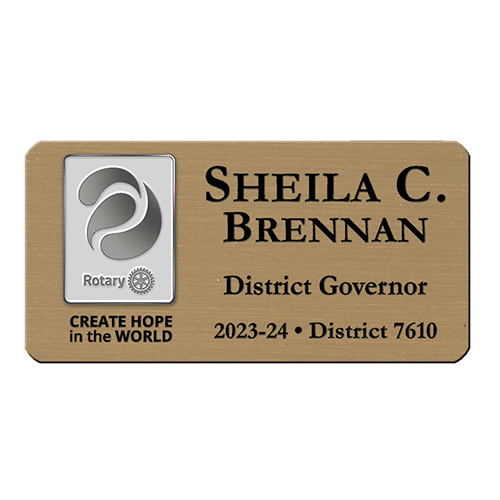 Rotary 2023-24 Theme-Mini Gold Plastic Engraved Badge-3