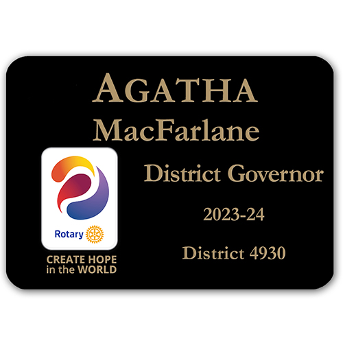 Rotary 2023-24 Theme-Black Plastic Engraved Badge-3 1/4