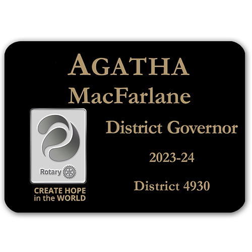 Rotary 2023-24 Theme-Black Plastic Engraved Badge-3 1/4