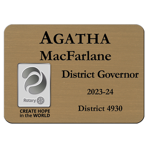 Rotary 2023-24 Theme-Gold Plastic Engraved Badge-3-1/4