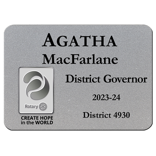 Rotary 2023-24 Theme Silver Plastic Engraved Badge 3 1/4