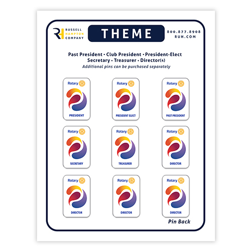 Rotary Set of 9 CLUB Officer Theme Pins 2023-2024 Theme