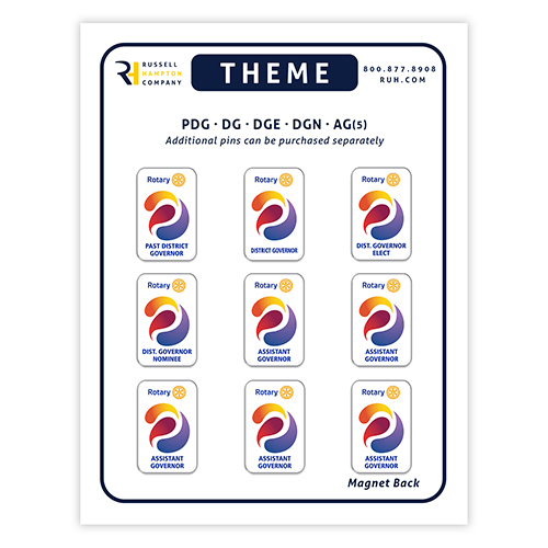 Rotary Set of 9 DISTRICT Officer 2023-24 Theme  Magnets Pins