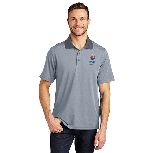 Rotary 2023-24 Theme Men's Polo Grey/White Stripe