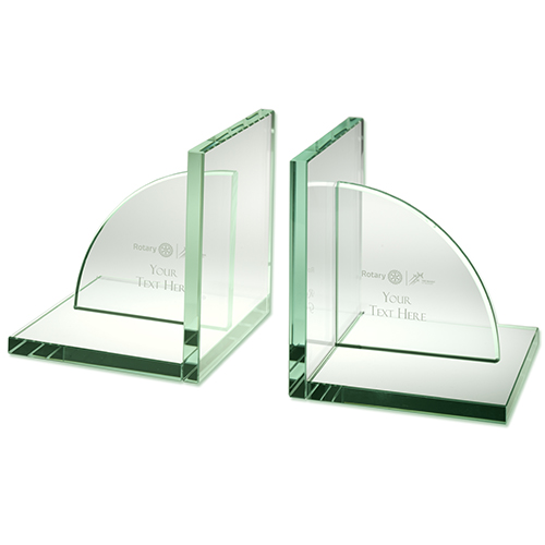 Rotary 2024-25 Theme - Custom Unique Jade Glass Bookends