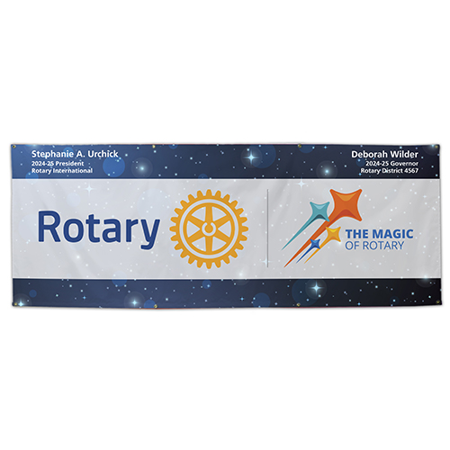 Rotary 2024-25 Polyester Satin 3' x 8' Wall Banner - Customized