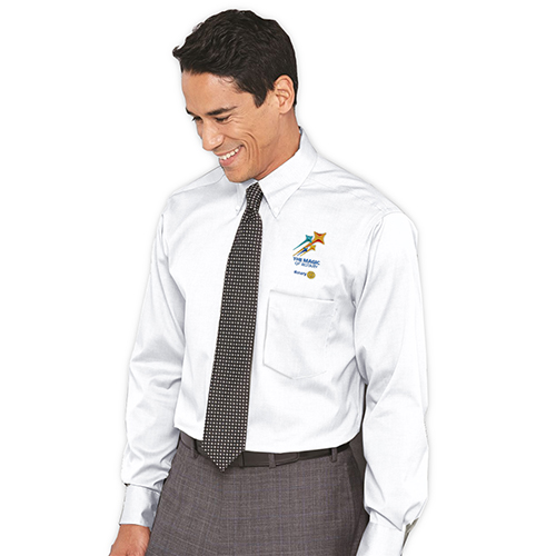Rotary 2024-2025 Theme White No-Iron Pinpoint Oxford Dress Shirt