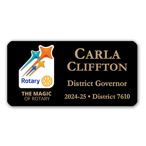 Rotary 2024-25 Theme-Mini Black Plastic Engraved Badge-3