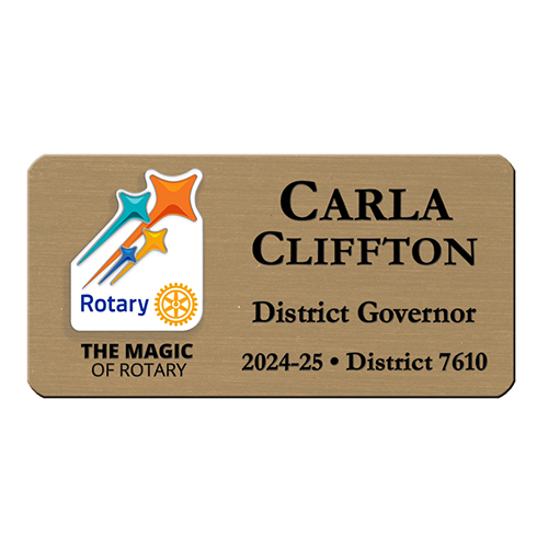 Rotary 2024-25 Theme-Mini Gold Plastic Engraved Badge-3
