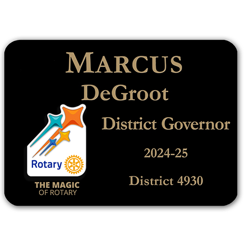 Rotary 2024-25 Theme-Black Plastic Engraved Badge-3 1/4