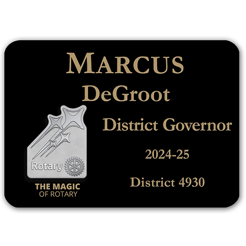 Rotary 2024-25 Theme-Black Plastic Engraved Badge-3 1/4