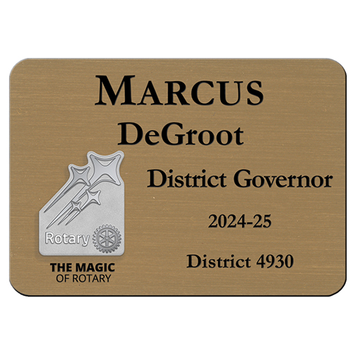 Rotary 2024-25 Theme-Gold Plastic Engraved Badge-3-1/4