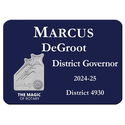 Rotary 2024-25 Theme Navy Plastic Engraved Badge-3 1/4