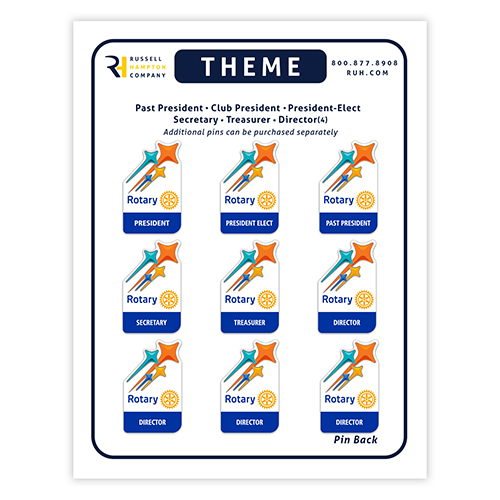 Rotary Set of 9 CLUB Officer Theme Pins 2024-2025 Theme