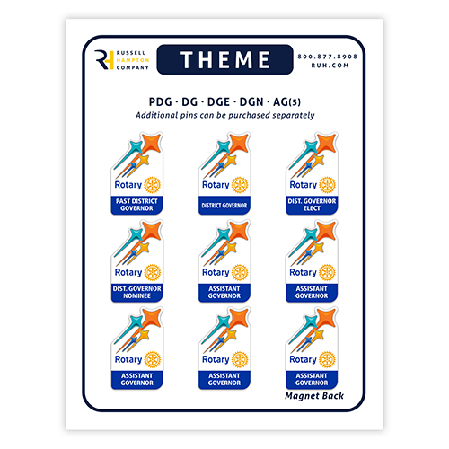 Rotary Set of 9 DISTRICT Officer 2024-25 Theme  Magnets Pins