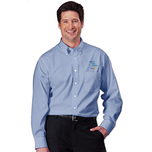 Rotary 2025-2026 Message Men's Light Blue Oxford Shirt