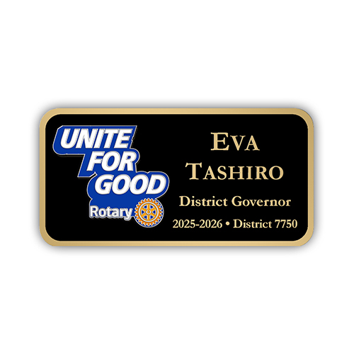 Rotary 2025-26 Message - Mini Black Metal Engraved Badge - 3