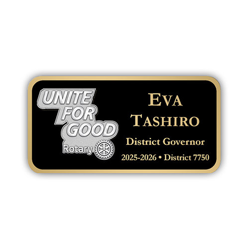 Rotary 2025-26 Message - Mini Black Metal Engraved Badge - 3