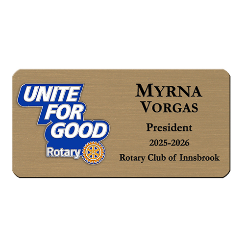 Rotary 2025-26 Message-Mini Gold Plastic Engraved Badge-3