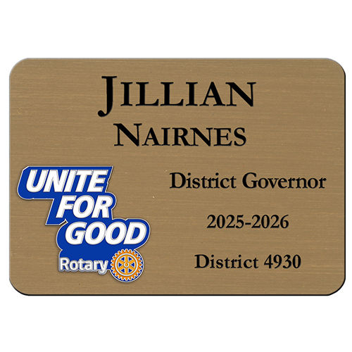 Rotary 2025-26 Theme-Gold Plastic Engraved Badge-3-1/4