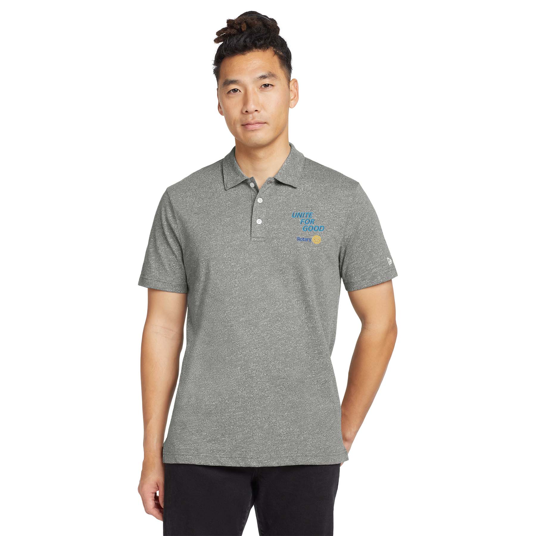 Rotary 2025-26 Message Polo Grey Slub Twist