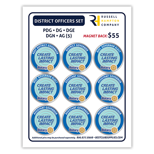 Set of 9 DISTRICT Officer 2026-27 Message  Magnets Pins