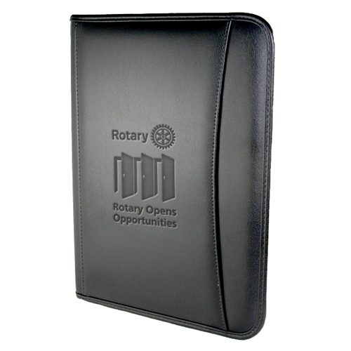 Rotary 2020 - 21 Theme Zippered Debossed Leatherette Portfolio