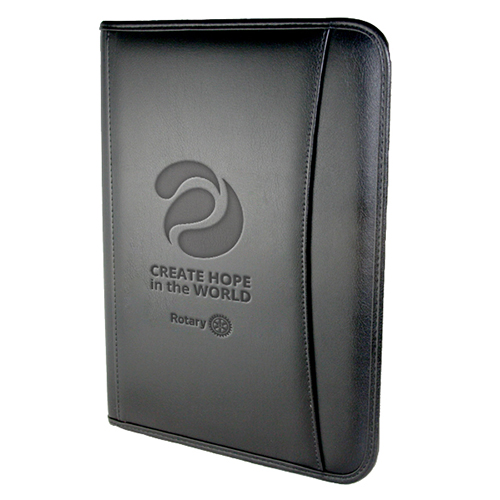 Rotary 2023 - 24 Theme Zippered Debossed Leatherette Portfolio