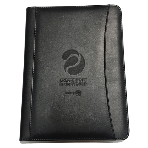 Rotary 2023-24 Theme Debossed Black Leatherette Portfolio