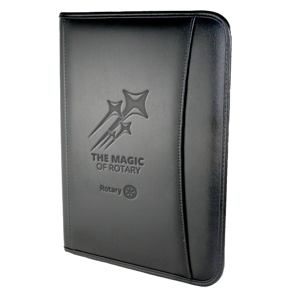 Rotary 2024 - 25 Theme Zippered Debossed Leatherette Portfolio