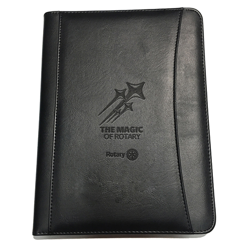 Rotary 2024-25 Theme Debossed Black Leatherette Portfolio