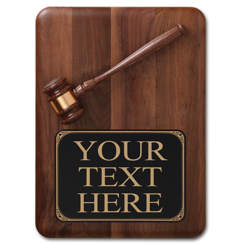 American Walnut Gavel PlaqueCorporate Awards and Clothing Russell