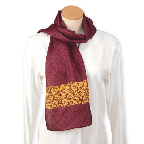 Burgundy Brocade Design Scarf, 11