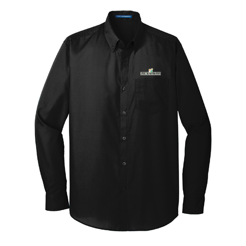 Mens Long Sleeve Carefree Poplin Shirt - Black