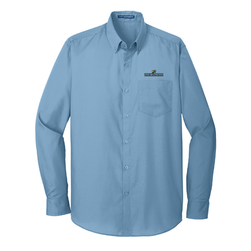 Mens Long Sleeve Carefree Poplin Shirt - Carolina Blue