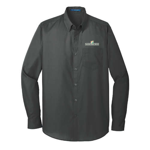 Mens Long Sleeve Carefree Poplin Shirt -  Graphite