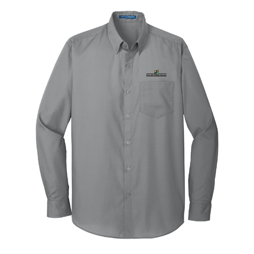 Mens Long Sleeve Carefree Poplin Shirt - Gusty Grey