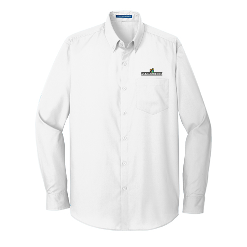 Mens Long Sleeve Carefree Poplin Shirt - White